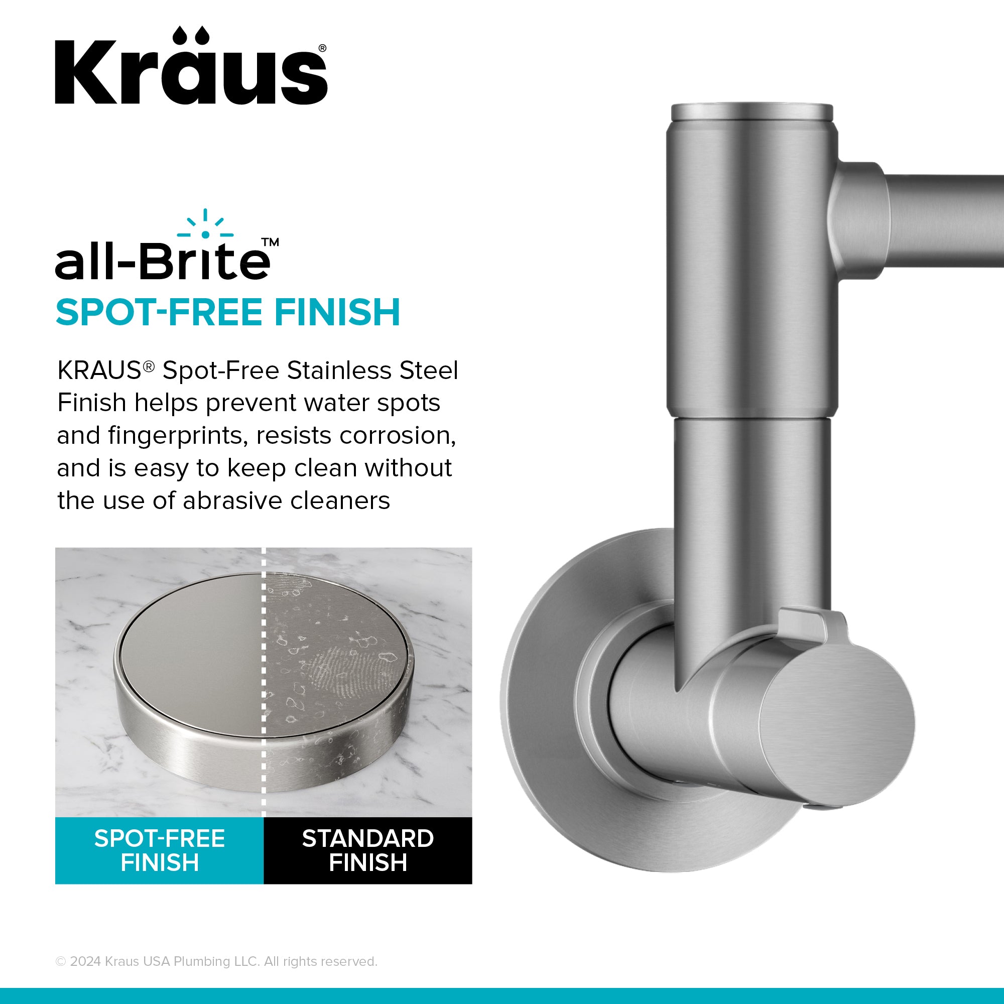 KRAUS Spot Free Stainless Wall Mounted Pot Filler