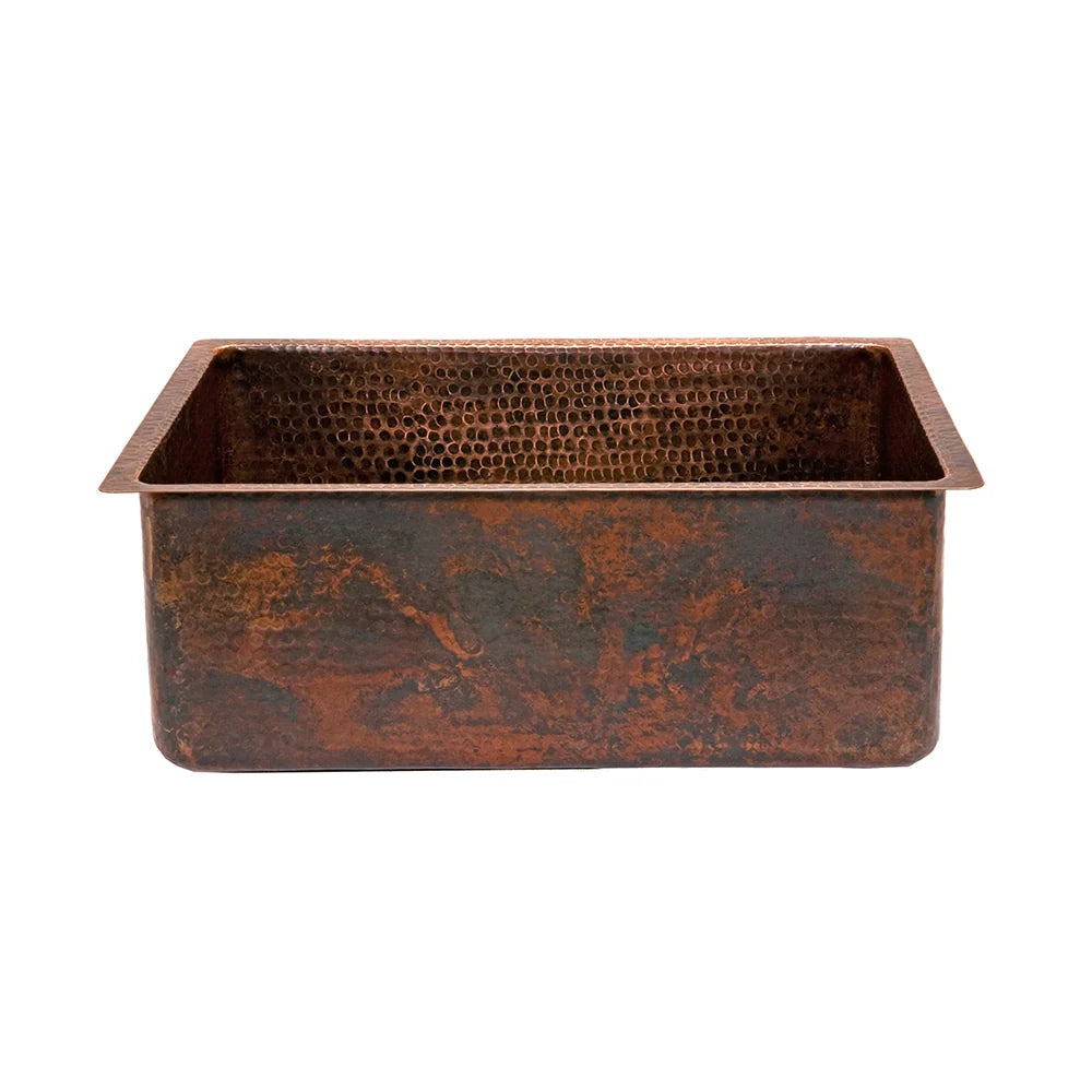 Premier Copper Products 25" Hammered Copper Kitchen Single Bowl Sink