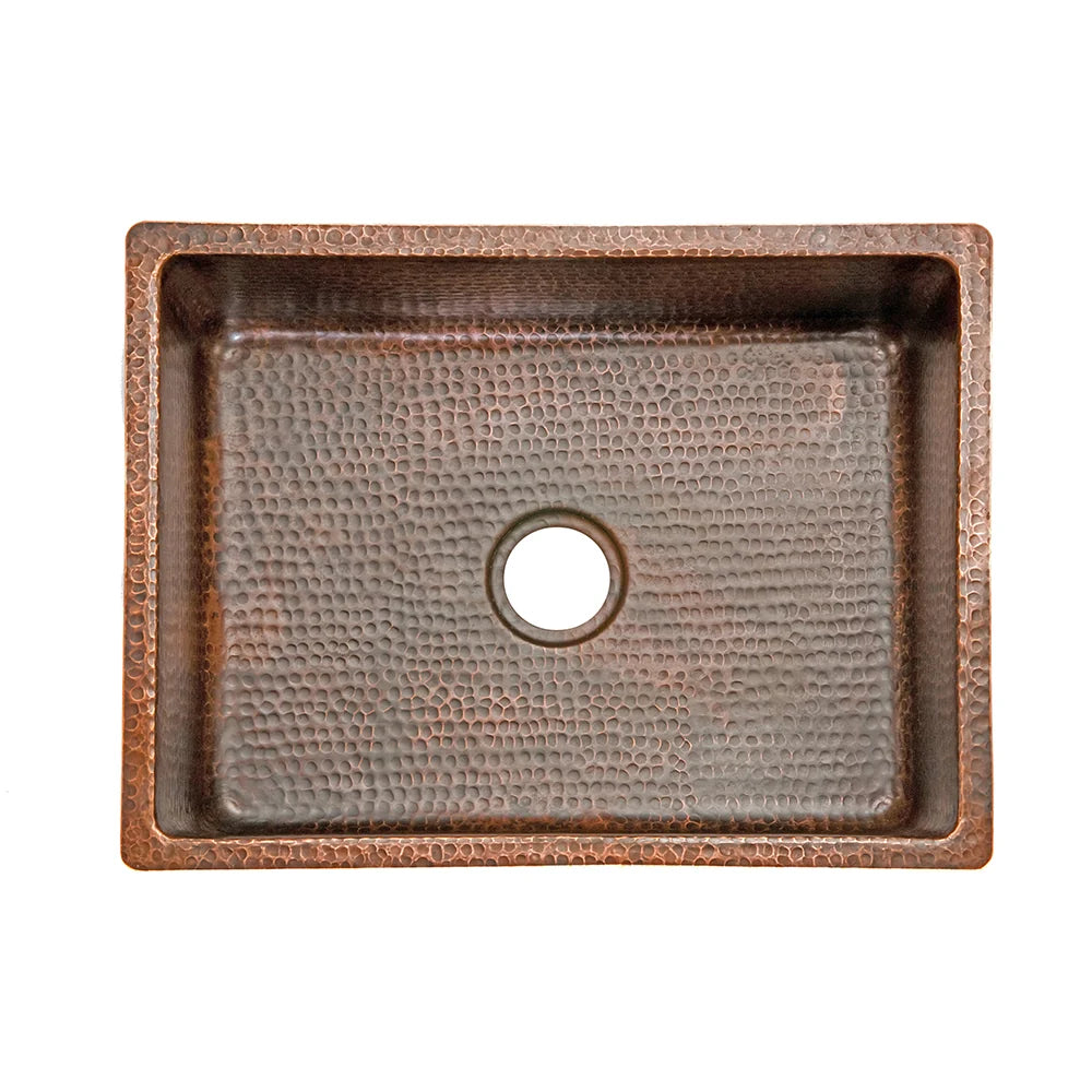 Premier Copper Products 25" Hammered Copper Kitchen Single Bowl Sink
