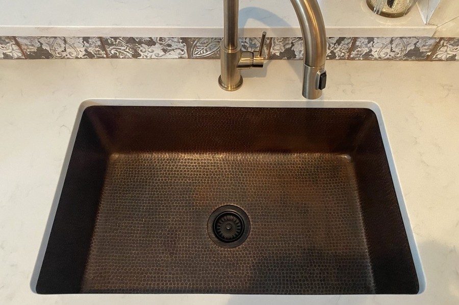 Premier Copper Products 30" Hammered Copper Kitchen Single Basin Sink