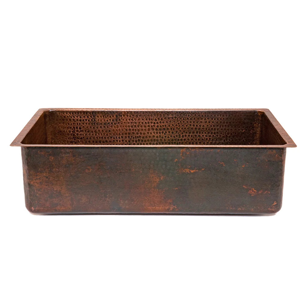 Premier Copper Products 33" Hammered Copper Kitchen Single Basin Sink