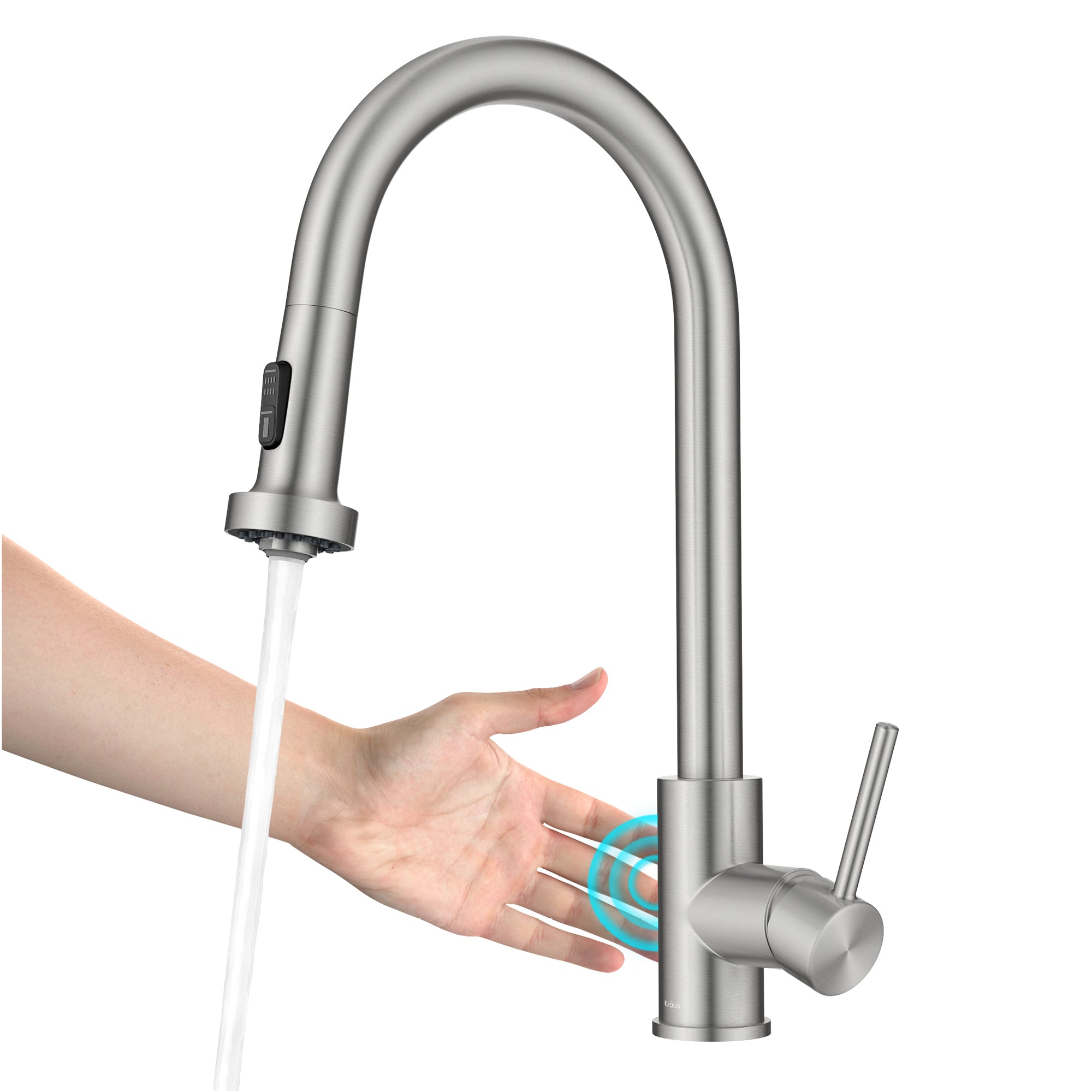 KRAUS Sensor Touchless Single Handle Pull Down Kitchen Faucet in Spot-Free Stainless