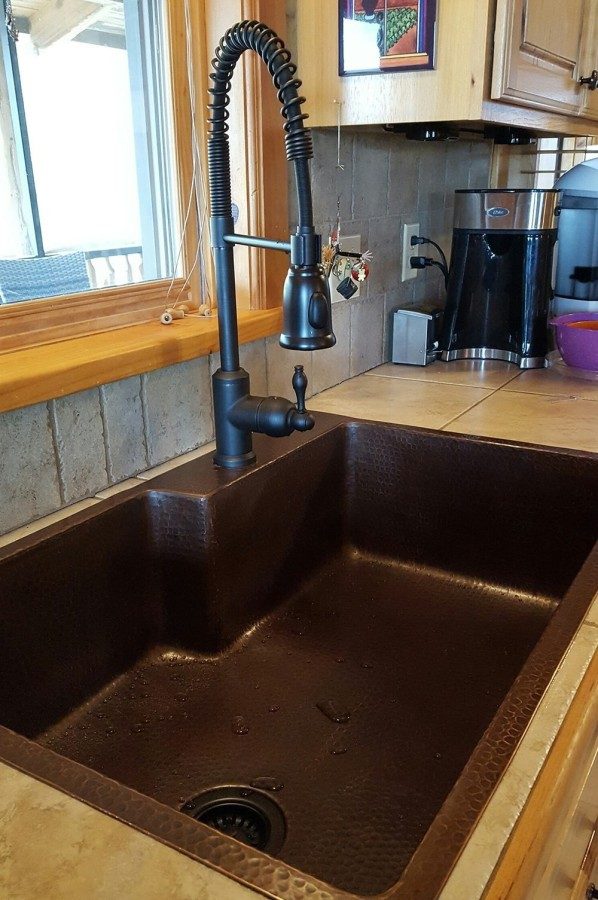 Premier Copper Products 33" Hammered Copper Kitchen Single Basin Sink with Space For Faucet