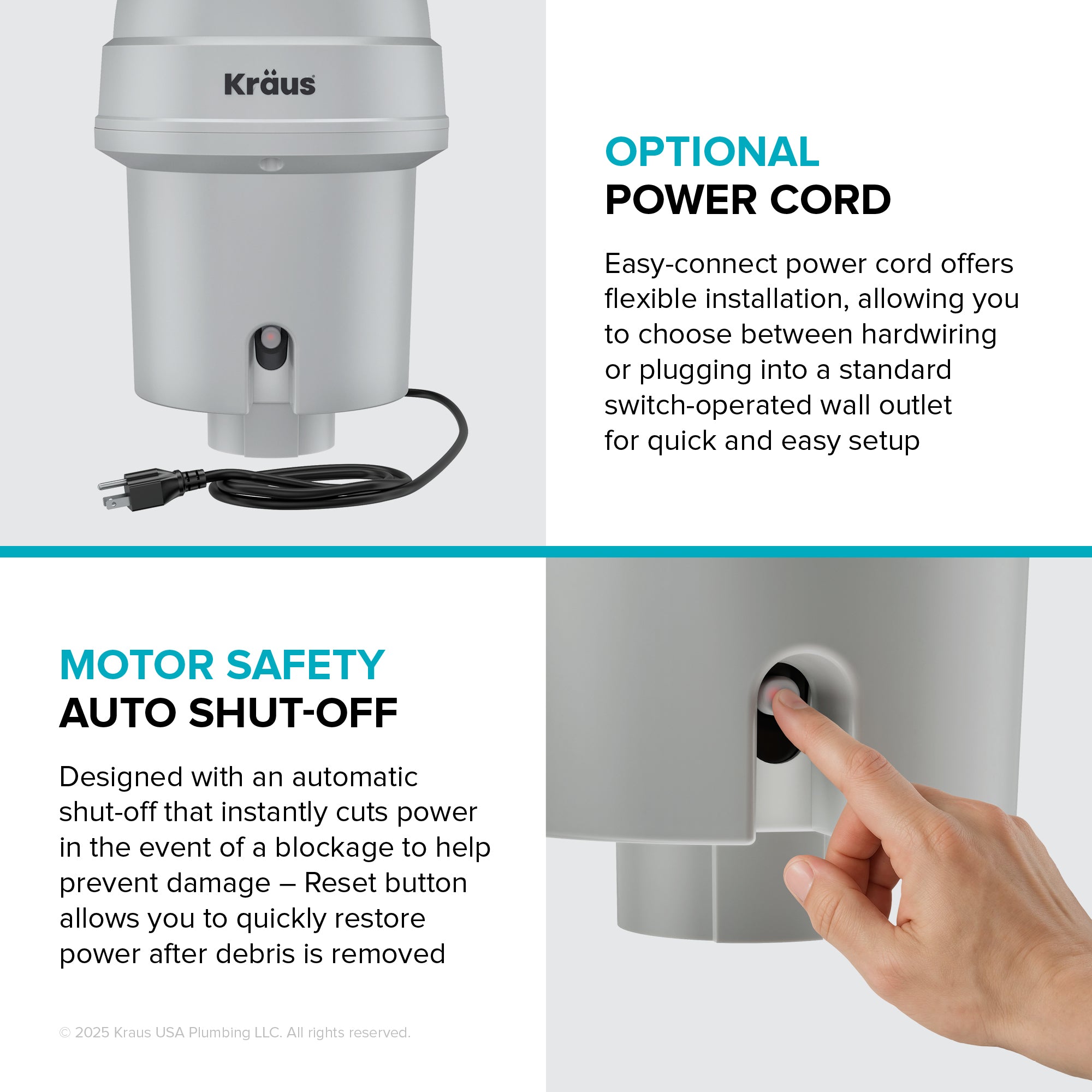 WasteGuard 1 HP Continuous Feed Garbage Disposal with Ultra-Quiet Motor-DirectSinks