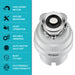 WasteGuard 1 HP Continuous Feed Garbage Disposal with Ultra-Quiet Motor-DirectSinks