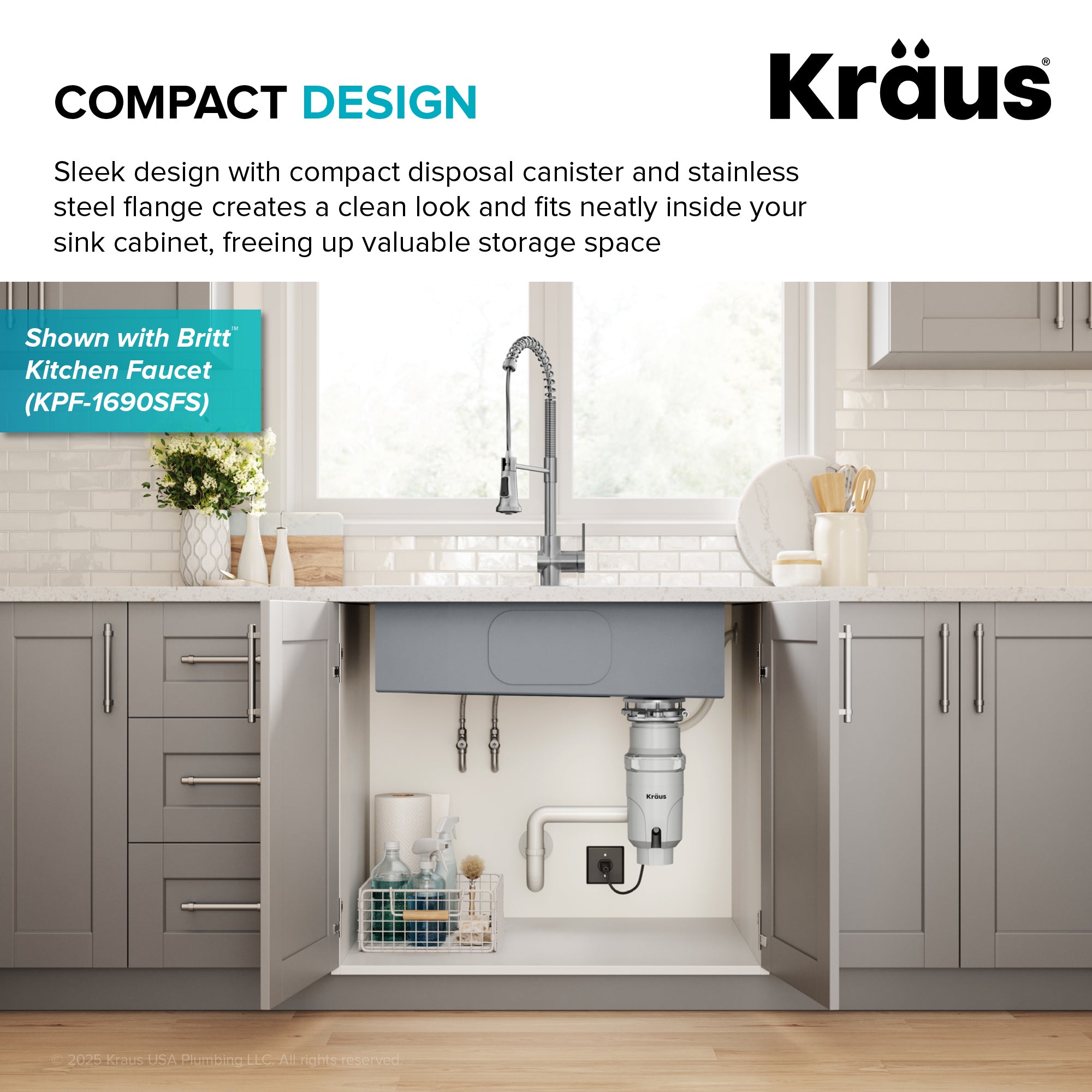 WasteGuard 1/3 HP Continuous Feed Garbage Disposal with Ultra-Quiet Motor-DirectSinks