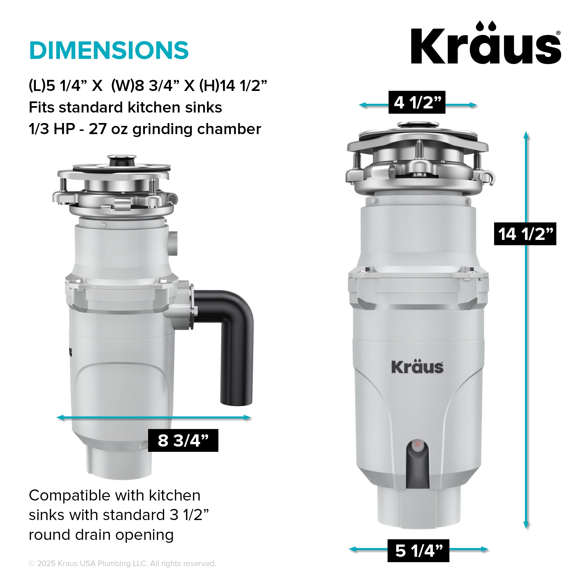 WasteGuard 1/3 HP Continuous Feed Garbage Disposal with Ultra-Quiet Motor-DirectSinks