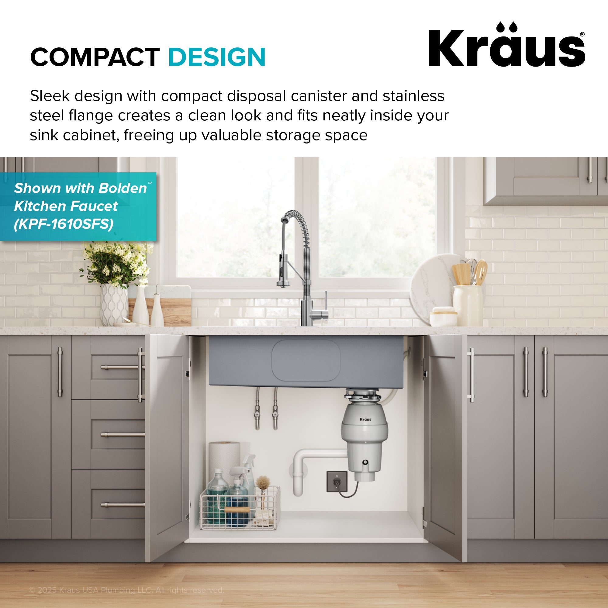 WasteGuard 1/2 HP Continuous Feed Garbage Disposal with Ultra-Quiet Motor-DirectSinks