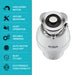 WasteGuard 1/2 HP Continuous Feed Garbage Disposal with Ultra-Quiet Motor-DirectSinks