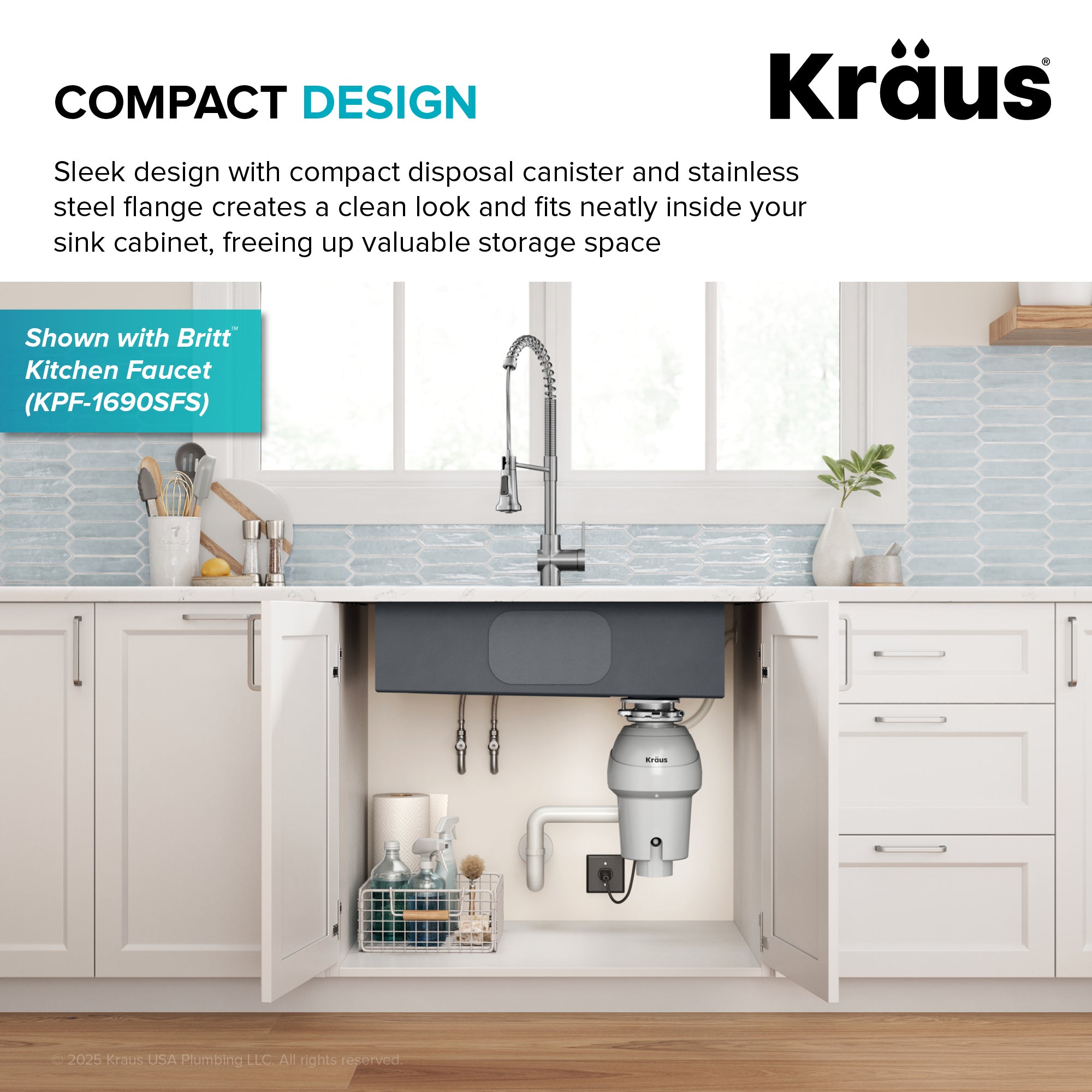 WasteGuard 3/4 HP Continuous Feed Garbage Disposal with Ultra-Quiet Motor-DirectSinks