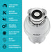 WasteGuard 3/4 HP Continuous Feed Garbage Disposal with Ultra-Quiet Motor-DirectSinks