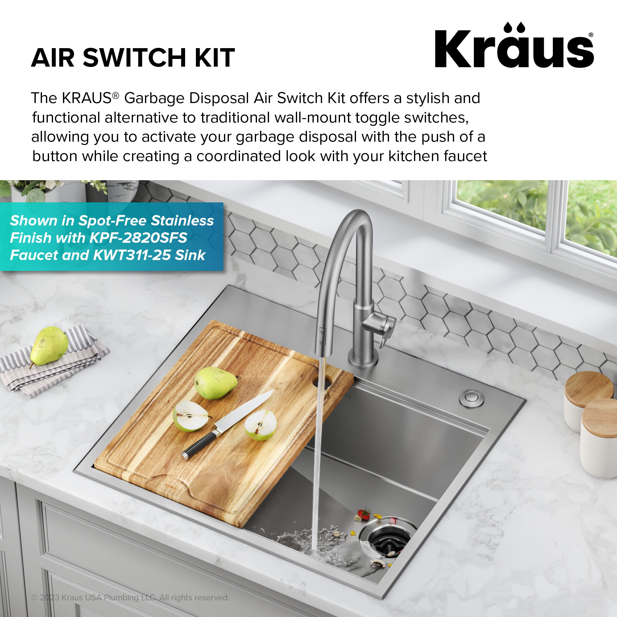 KRAUS Garbage Disposal Push Button Air Switch Kit in Matte Black