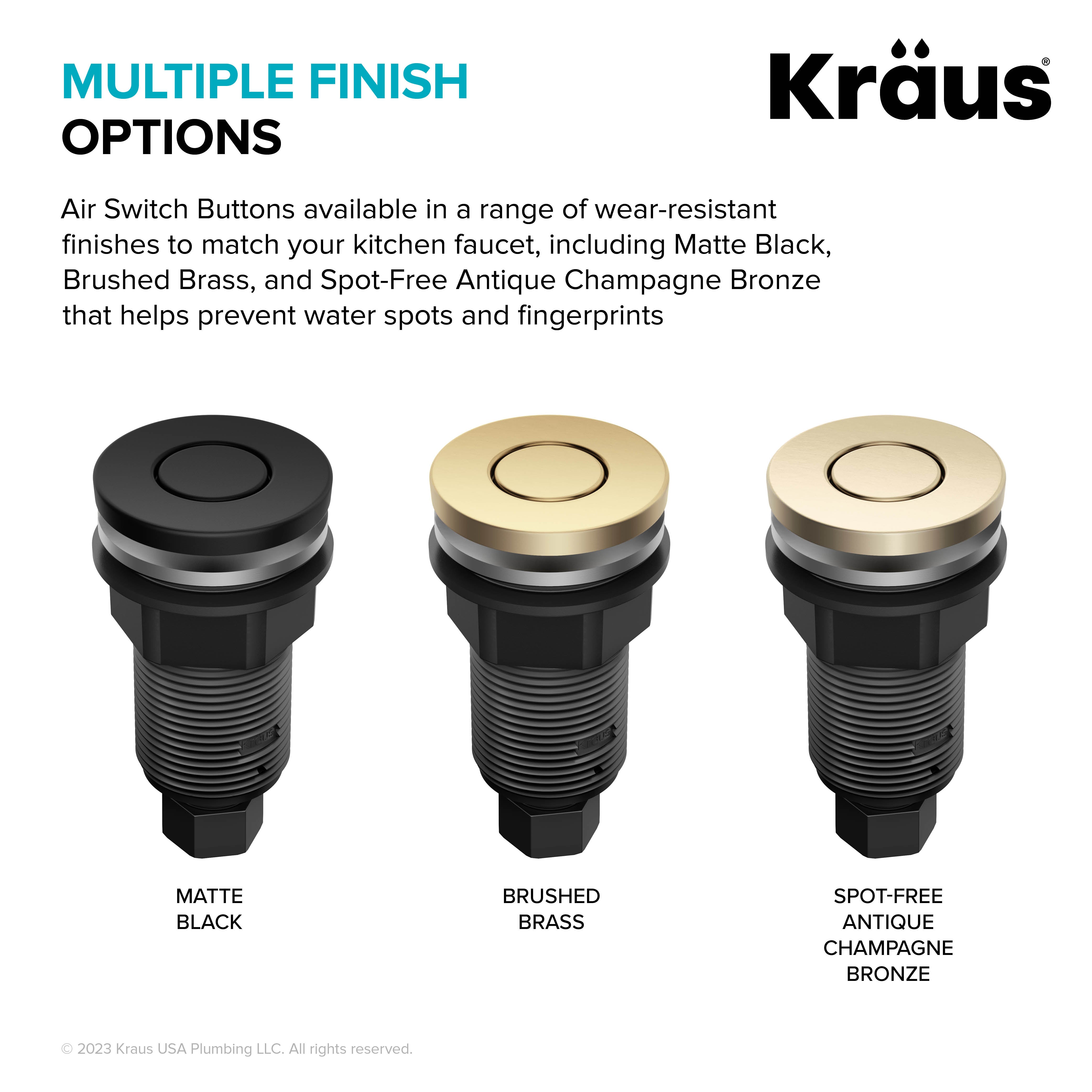 KRAUS Contemporary Flat Top Button Garbage Disposal Air Switch Kit in Brushed Brass