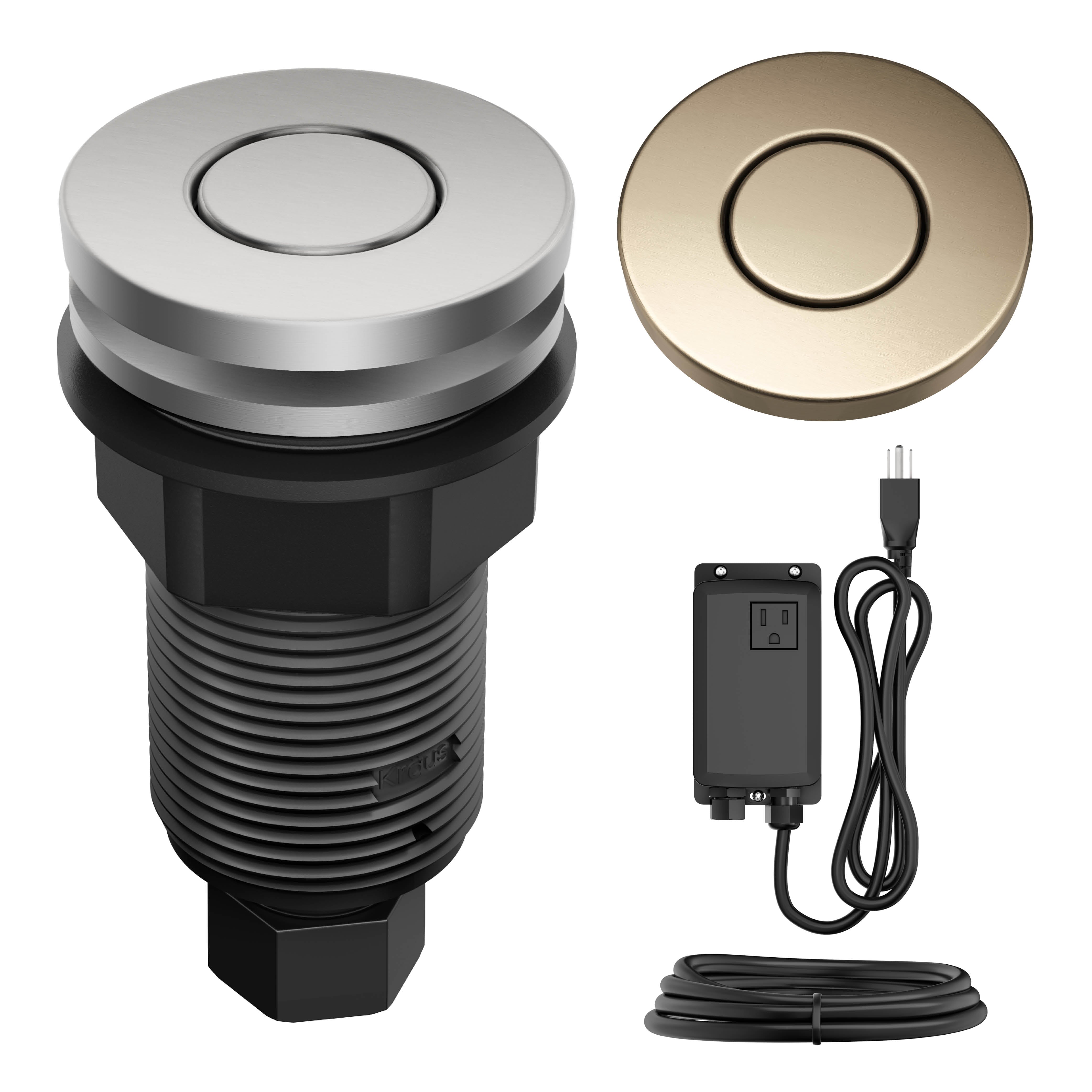 KRAUS Contemporary Flat Top Button Garbage Disposal Air Switch Kit in Antique Champagne Bronze