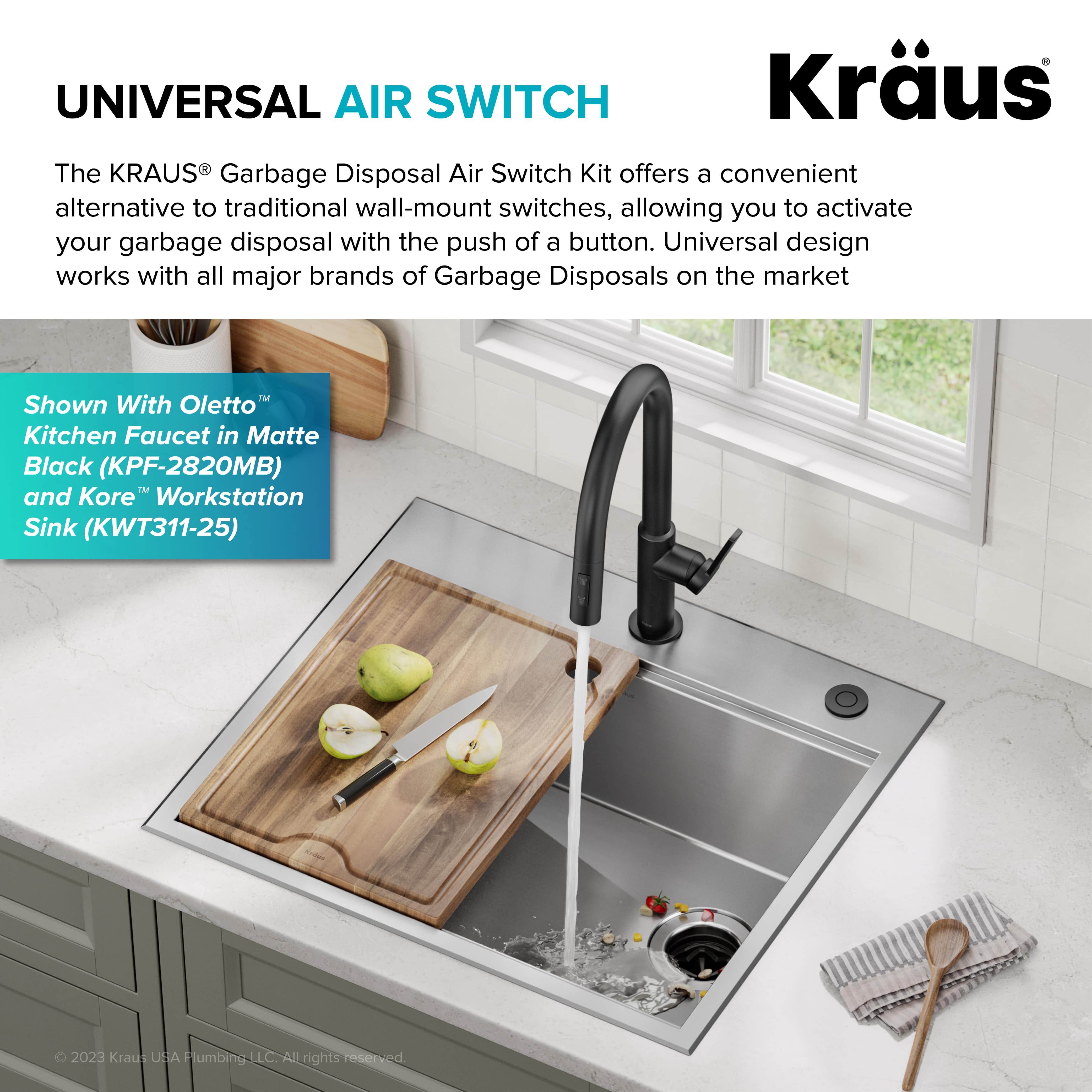 KRAUS Contemporary Flat Top Button Garbage Disposal Air Switch Kit in Spot-Free Stainless