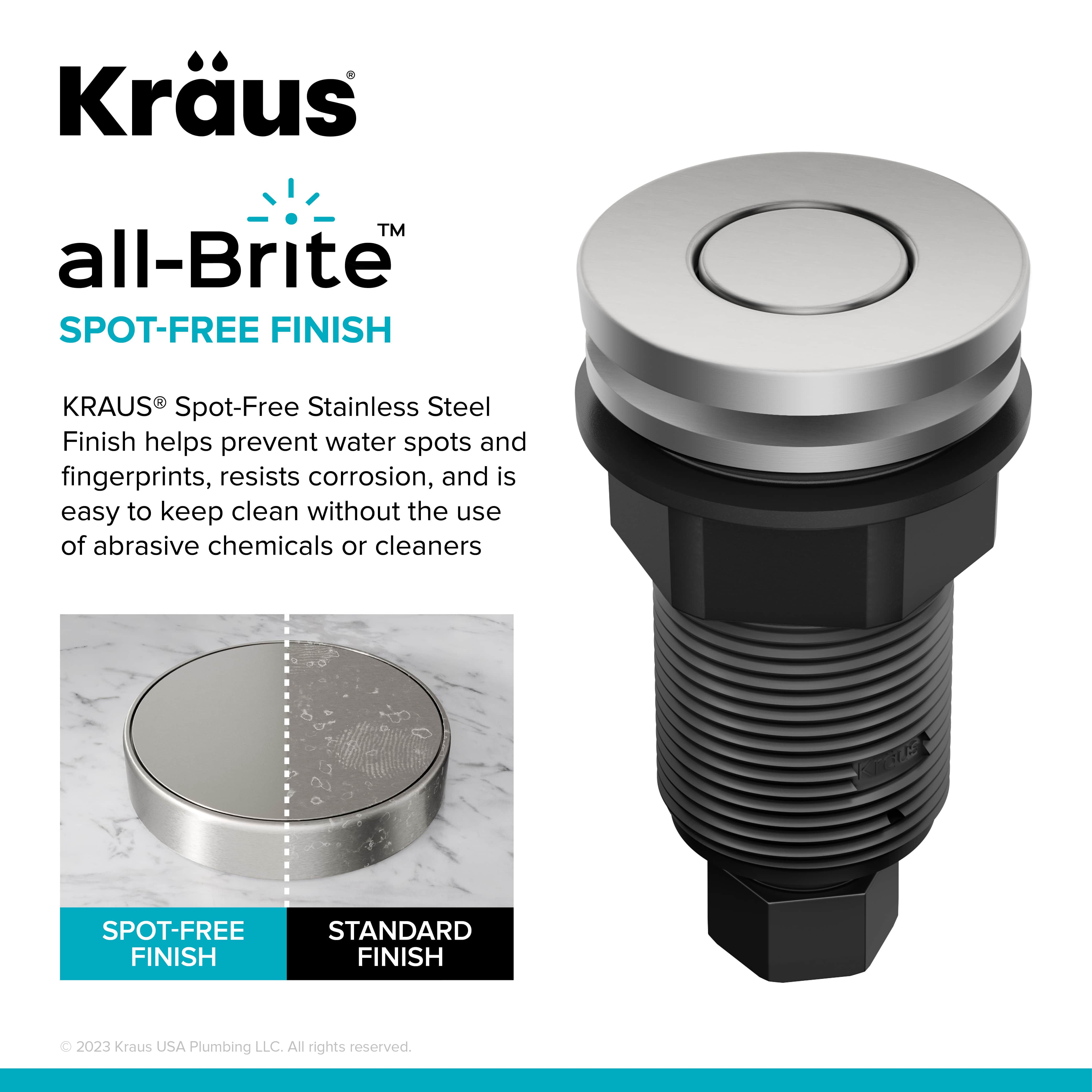KRAUS Flat Top Button Disposal Air Switch Kit in Stainless Steel