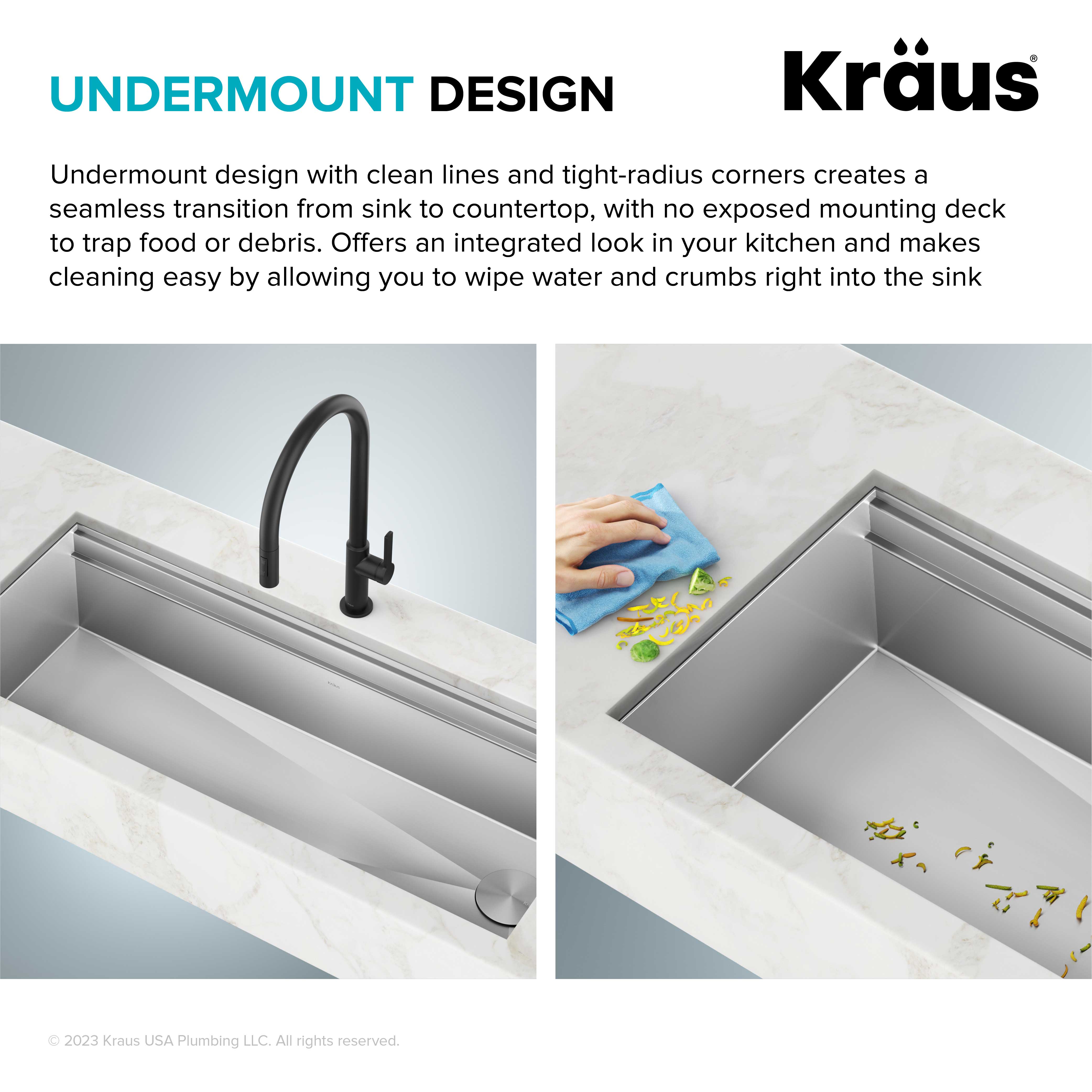 KRAUS Kore Dual Tier 57" Undermount Workstation 16 Gauge Single Bowl Kitchen Sink