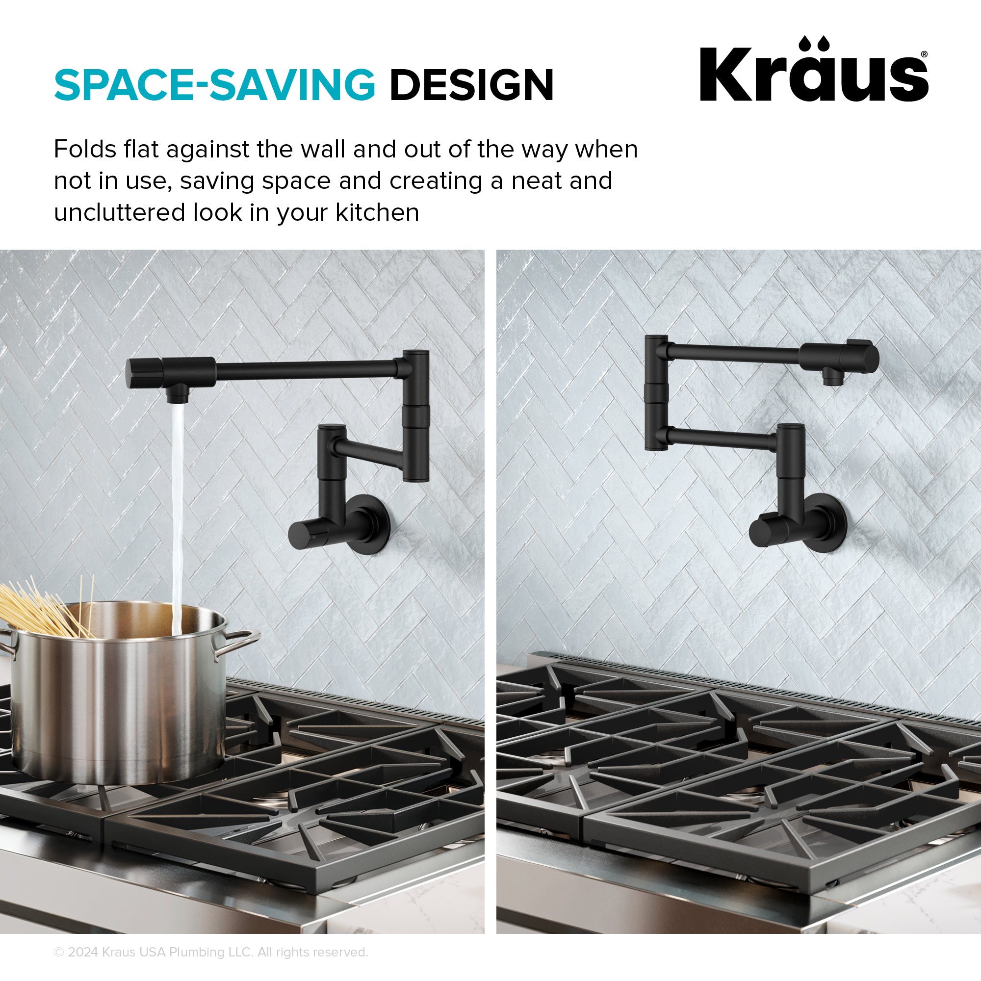 KRAUS Matte Black Wall Mounted Pot Filler