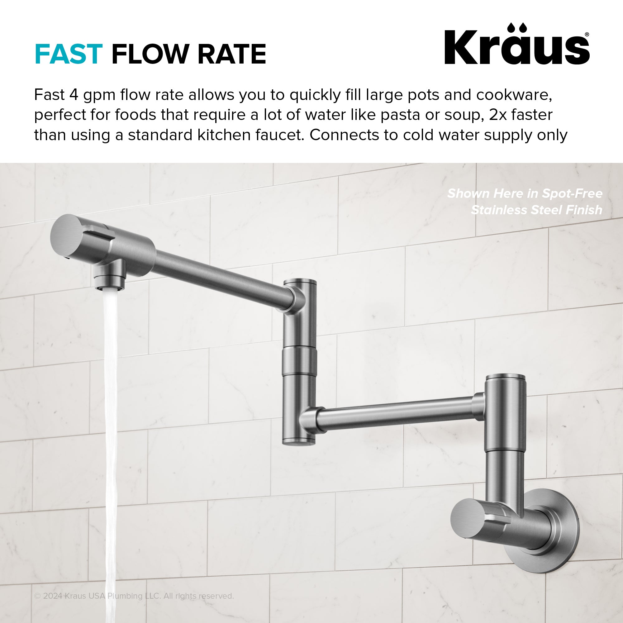 KRAUS Matte Black Wall Mounted Pot Filler