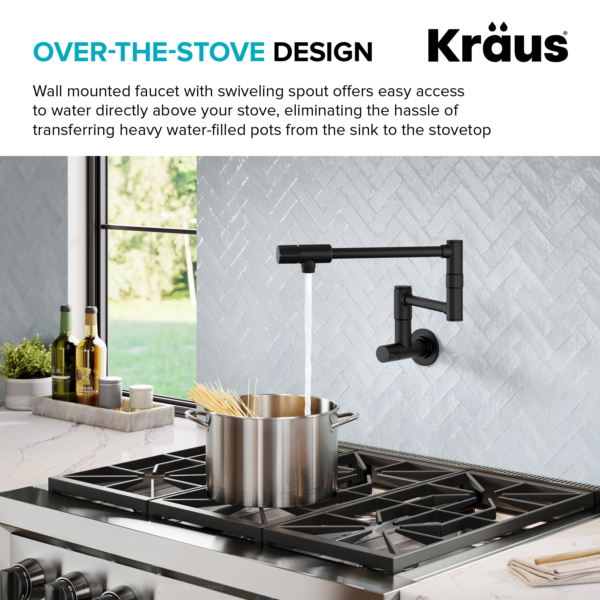 KRAUS Matte Black Wall Mounted Pot Filler