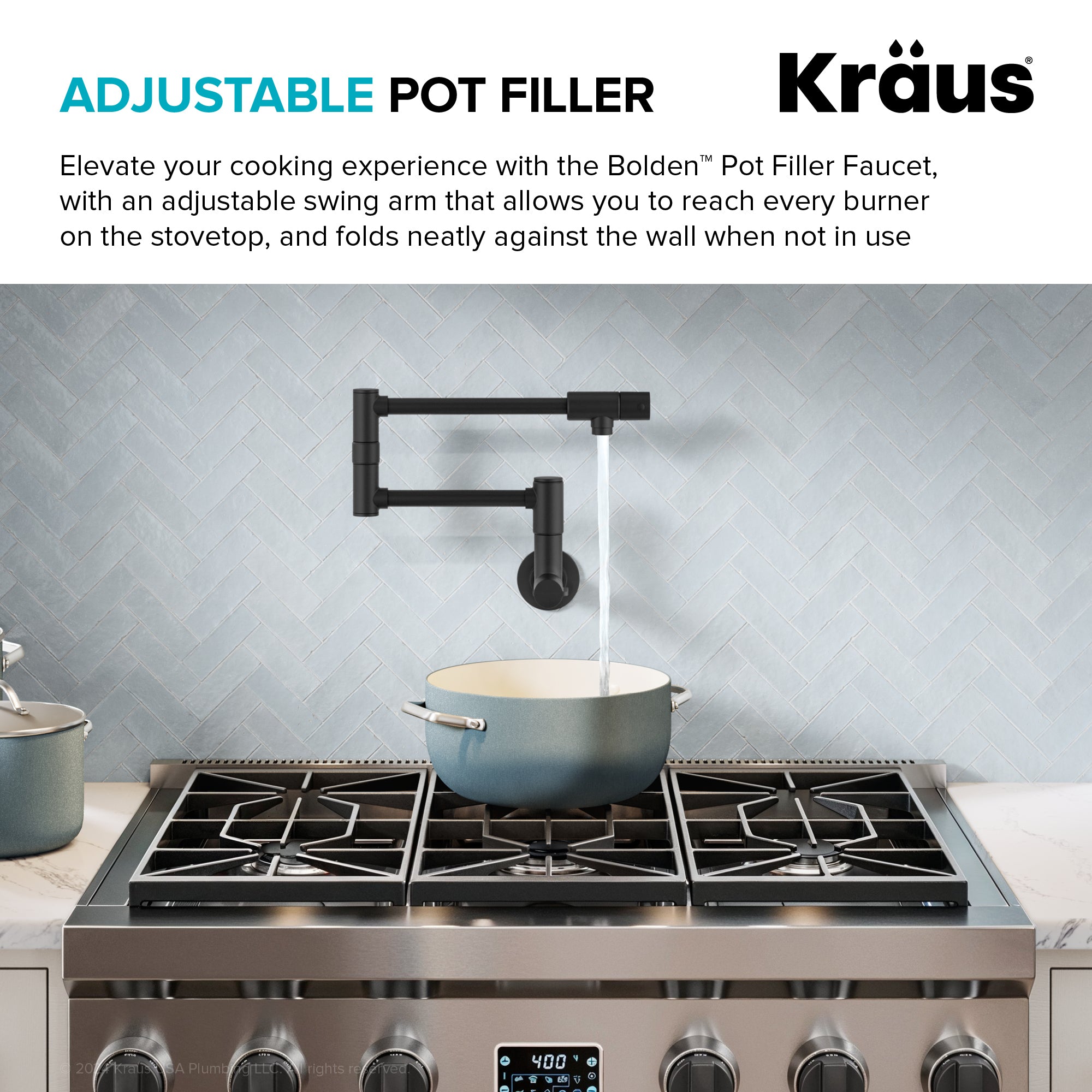 KRAUS Matte Black Wall Mounted Pot Filler