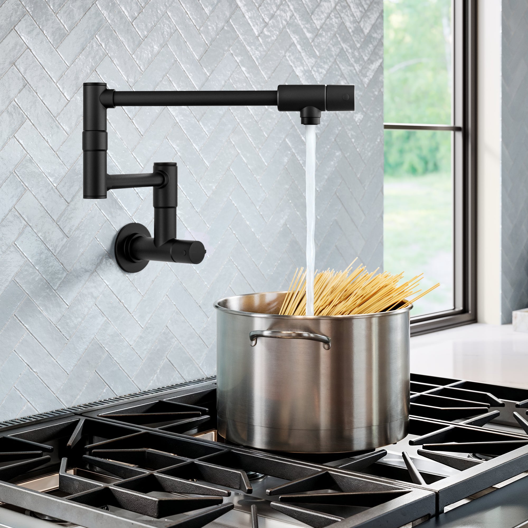 KRAUS Matte Black Wall Mounted Pot Filler