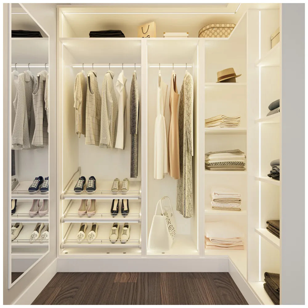 Closet Rod with Integrated LED Light in Black