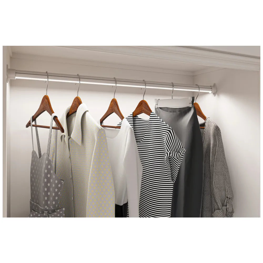 Closet Rod with Integrated LED Light in White