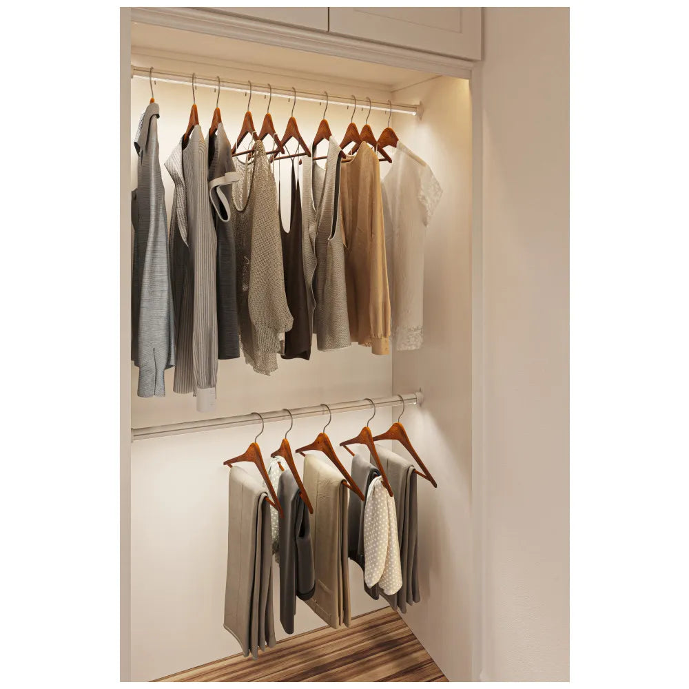 Closet Rod with Integrated LED Light in White