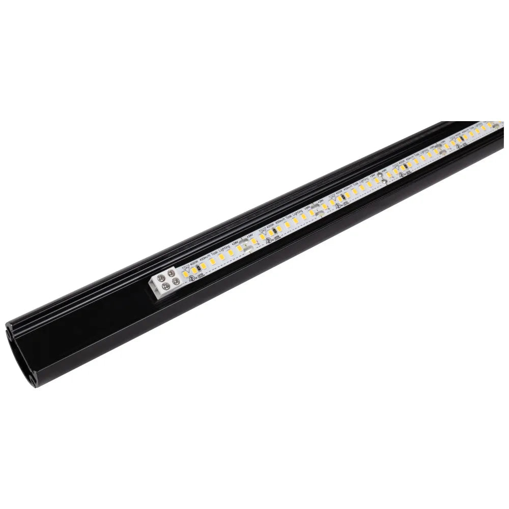 Closet Rod with Integrated LED Light in Black