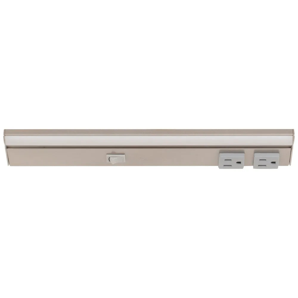 Under Cabinet Power Strip with High-Output LED Light in Satin Nickel