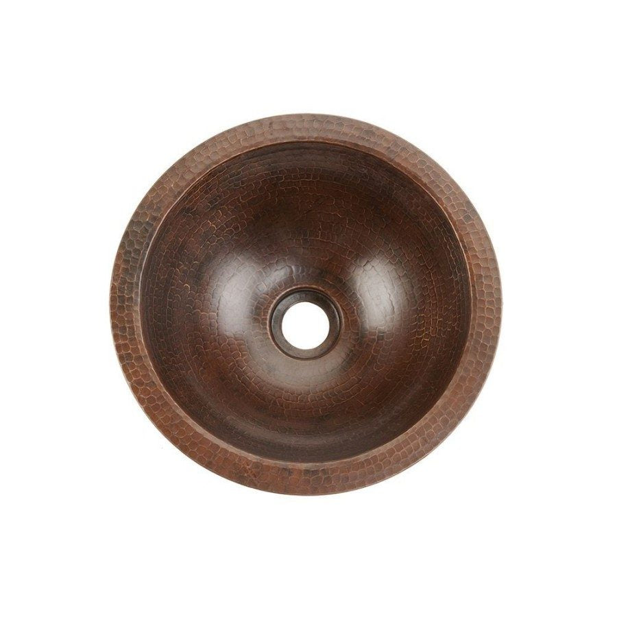 Premier Copper Products 12" Small Round Under Counter Hammered Copper Sink