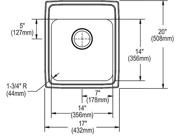 Elkay Lustertone Stainless Steel 17" x 20" Drop-in ADA Sink