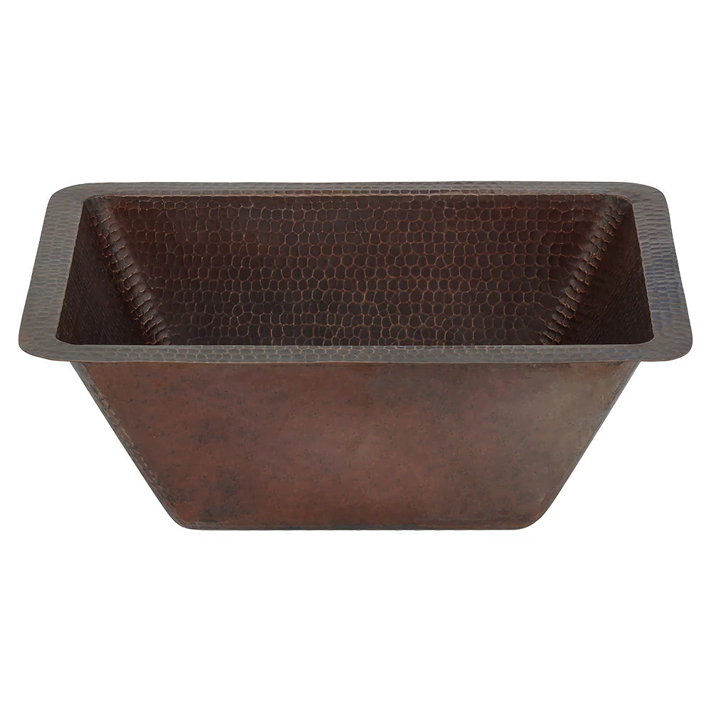 Premier Copper Products Rectangle Hammered Copper Bathroom Sink