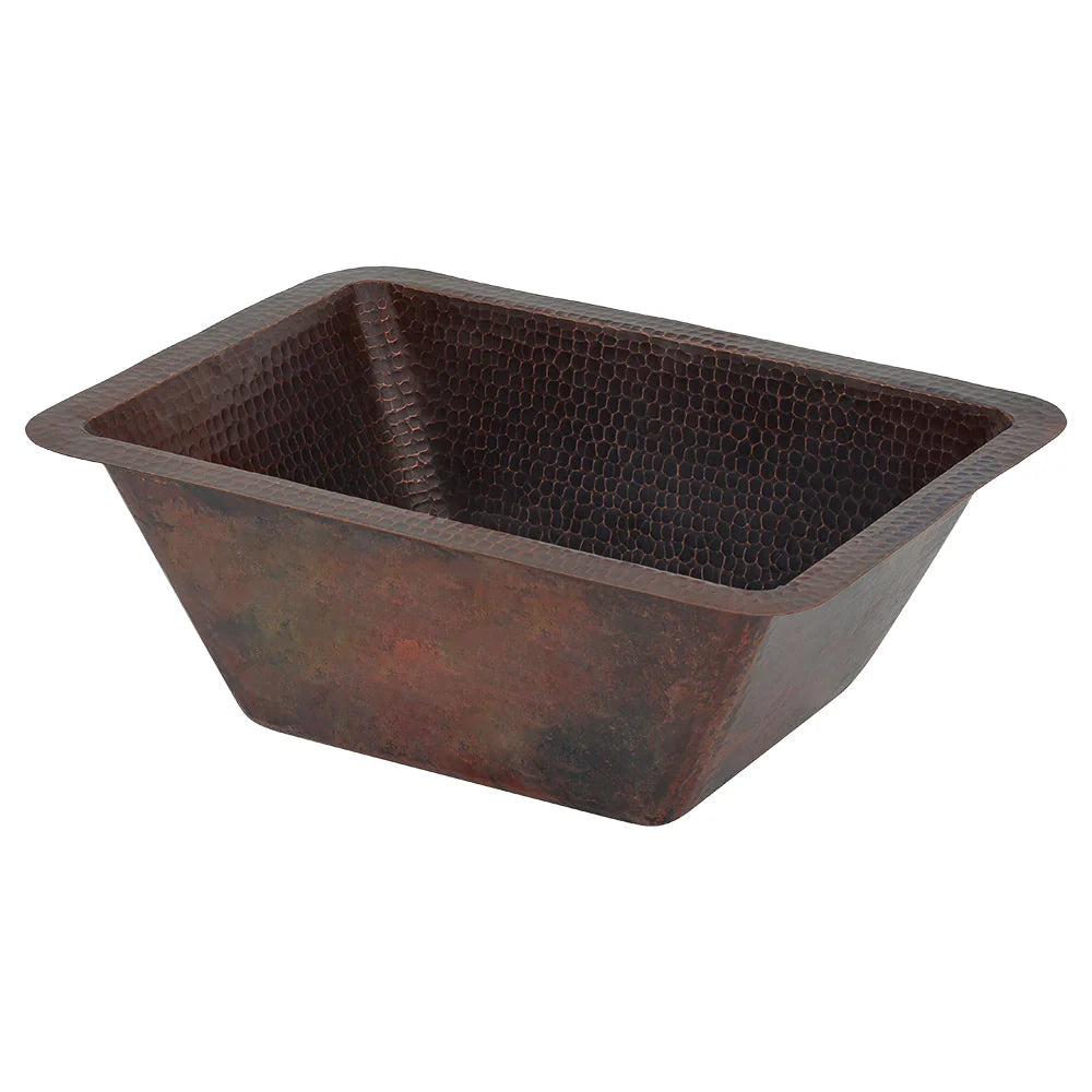 Premier Copper Products Rectangle Hammered Copper Bathroom Sink