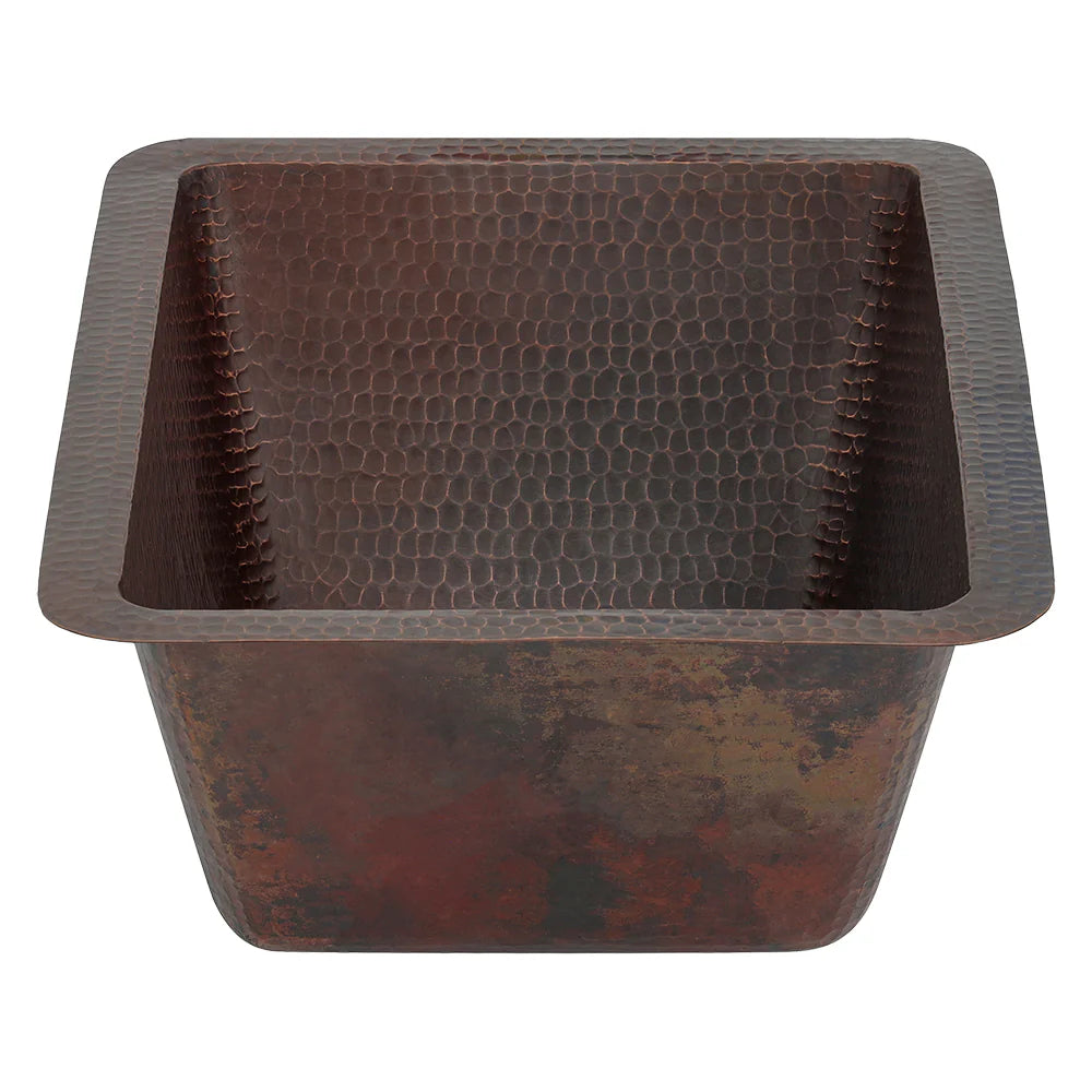 Premier Copper Products Rectangle Hammered Copper Bathroom Sink
