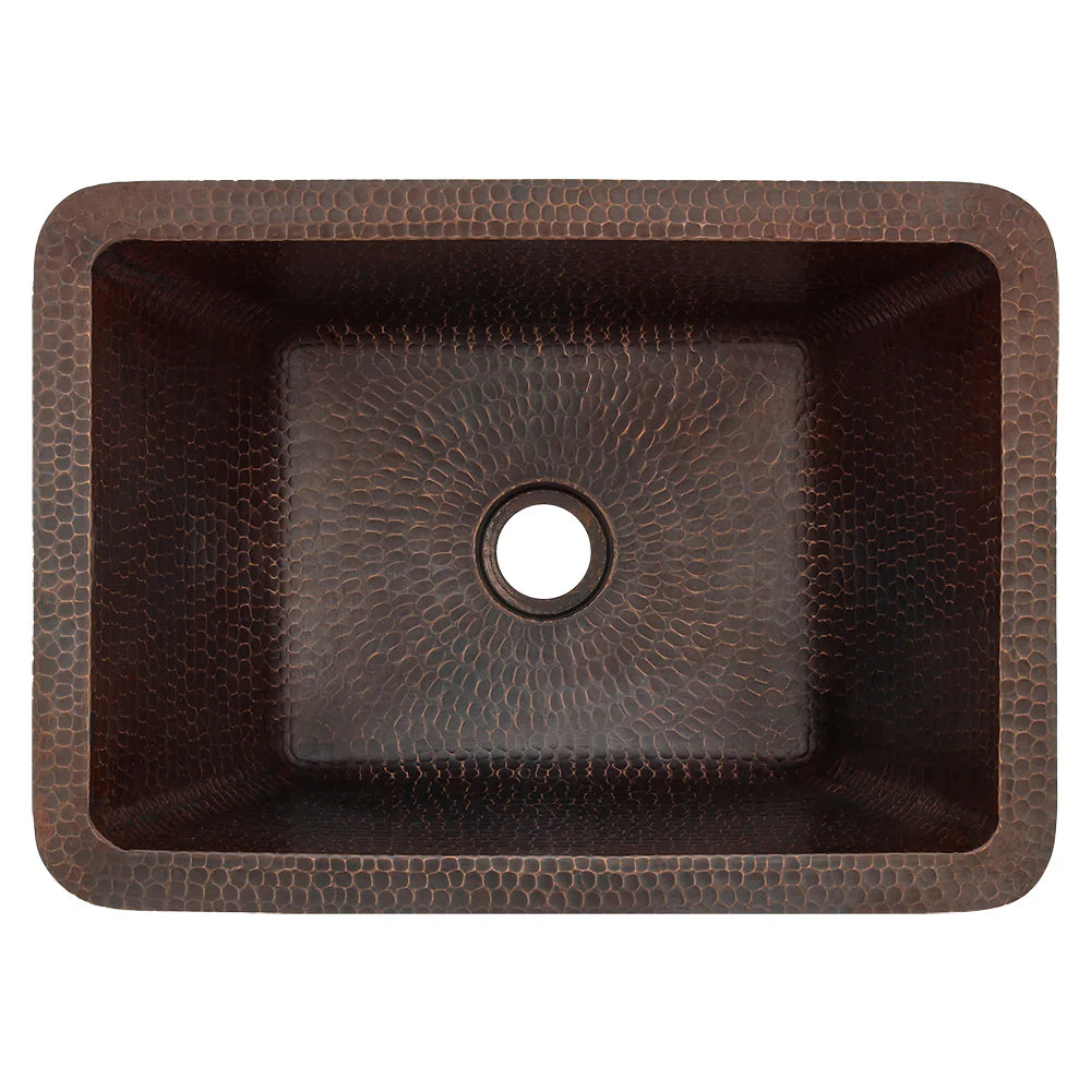 Premier Copper Products Rectangle Hammered Copper Bathroom Sink