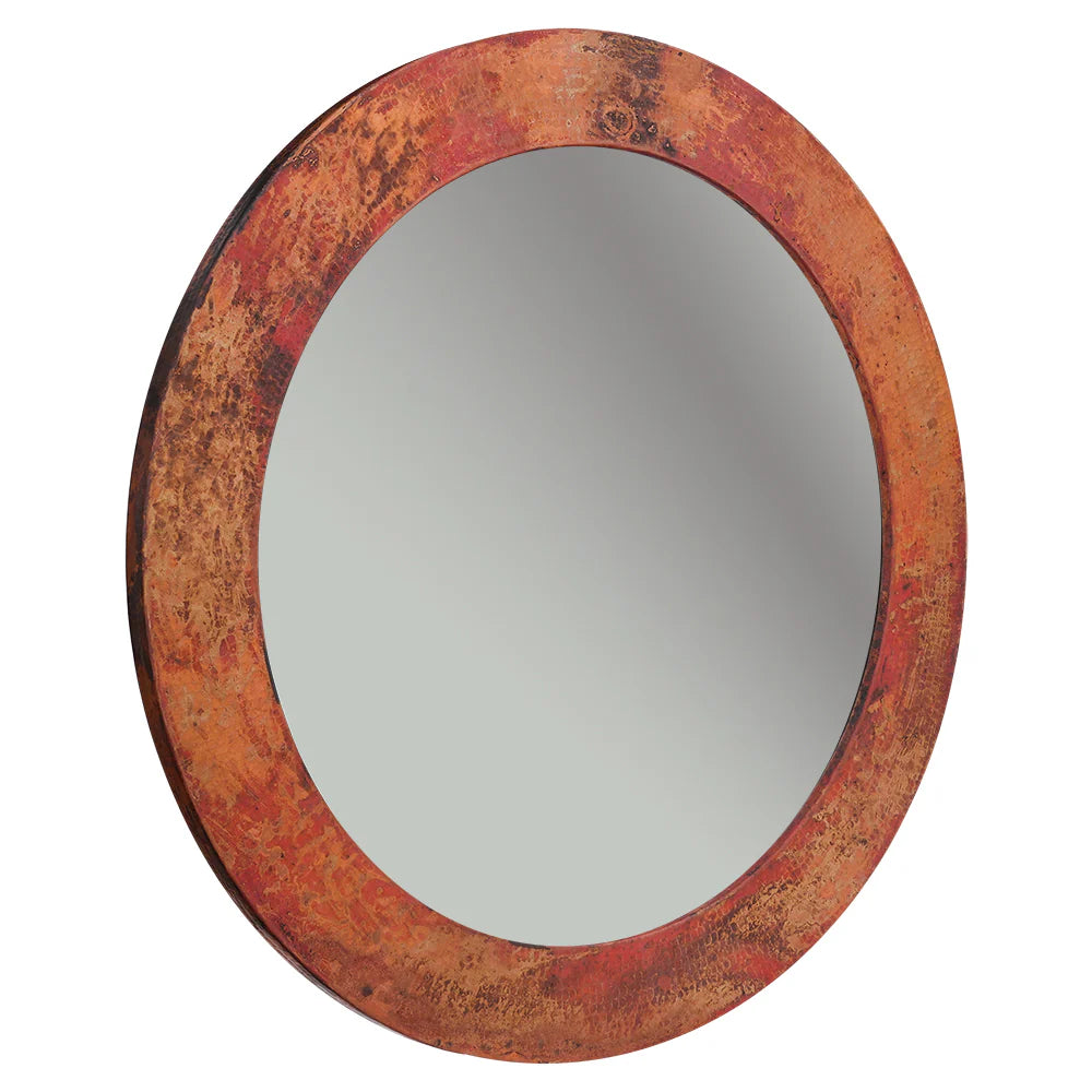 34" Hand Hammered Copper Mirror in Rustic Bronze-DirectSinks