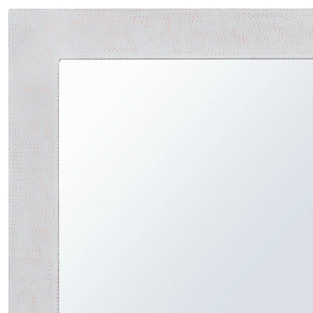 36" White Glaze Hand Hammered Rectangle Copper Mirror-DirectSinks