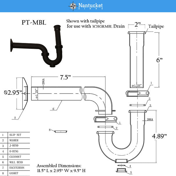 Matte Black P-Trap for Bathroom and Utility Drains