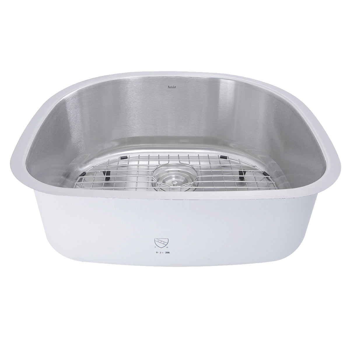 Nantucket Sinks NS03i-16 Sconset 23" D-Bowl Undermount Stainless Steel Kitchen Sink, 16 Gauge