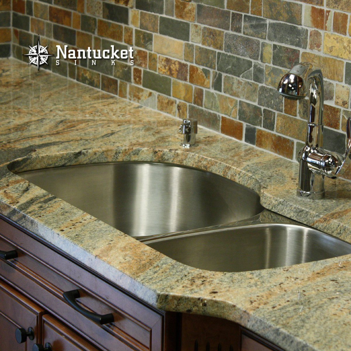 Nantucket Sinks NS3121-16 - 31.5" 70/30 Double Bowl Undermount Stainless Steel Kitchen Sink, 16 Gauge