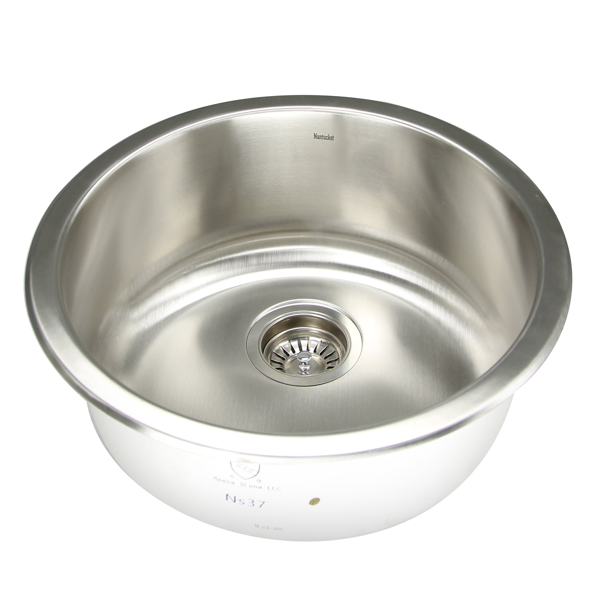Nantucket Sinks NS37- Round Undermount Stainless Steel Bar/Prep Sink, 18 Gauge