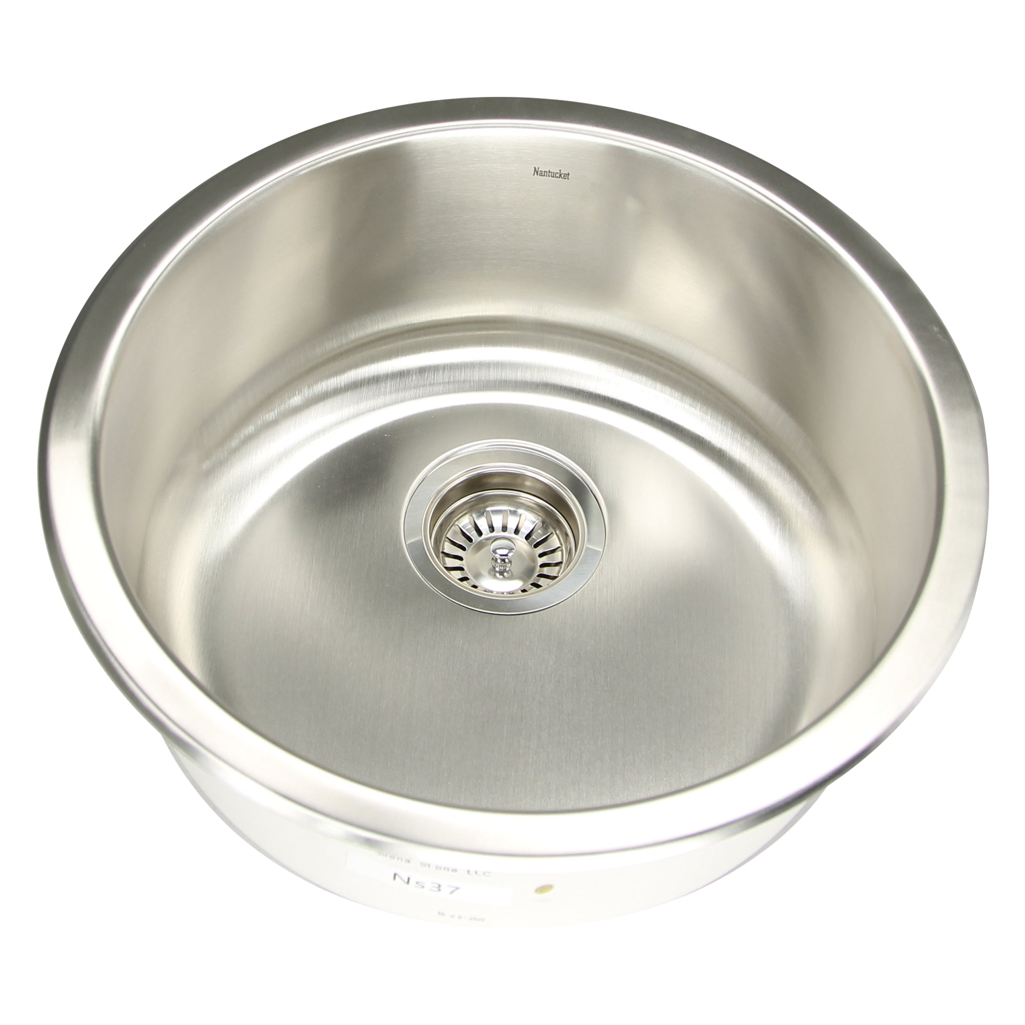 Nantucket Sinks NS37- Round Undermount Stainless Steel Bar/Prep Sink, 18 Gauge