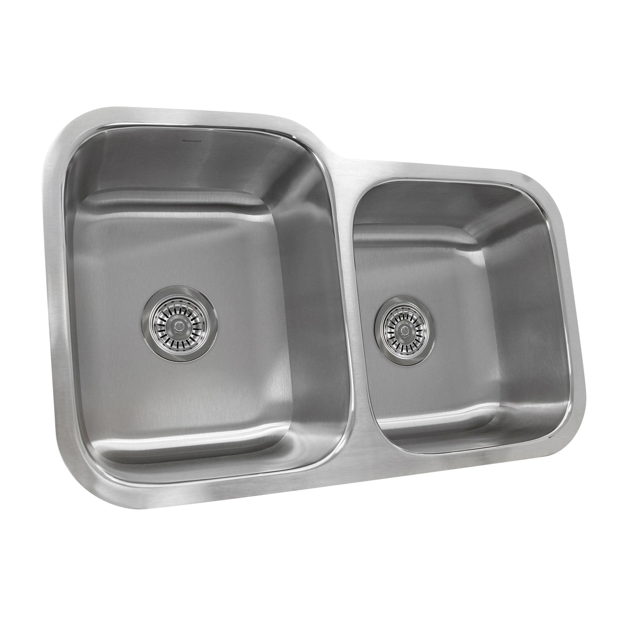 Nantucket Sinks NS6040-18 - 32" 60/40 Double Bowl Undermount Stainless Steel Kitchen Sink, 18 Gauge