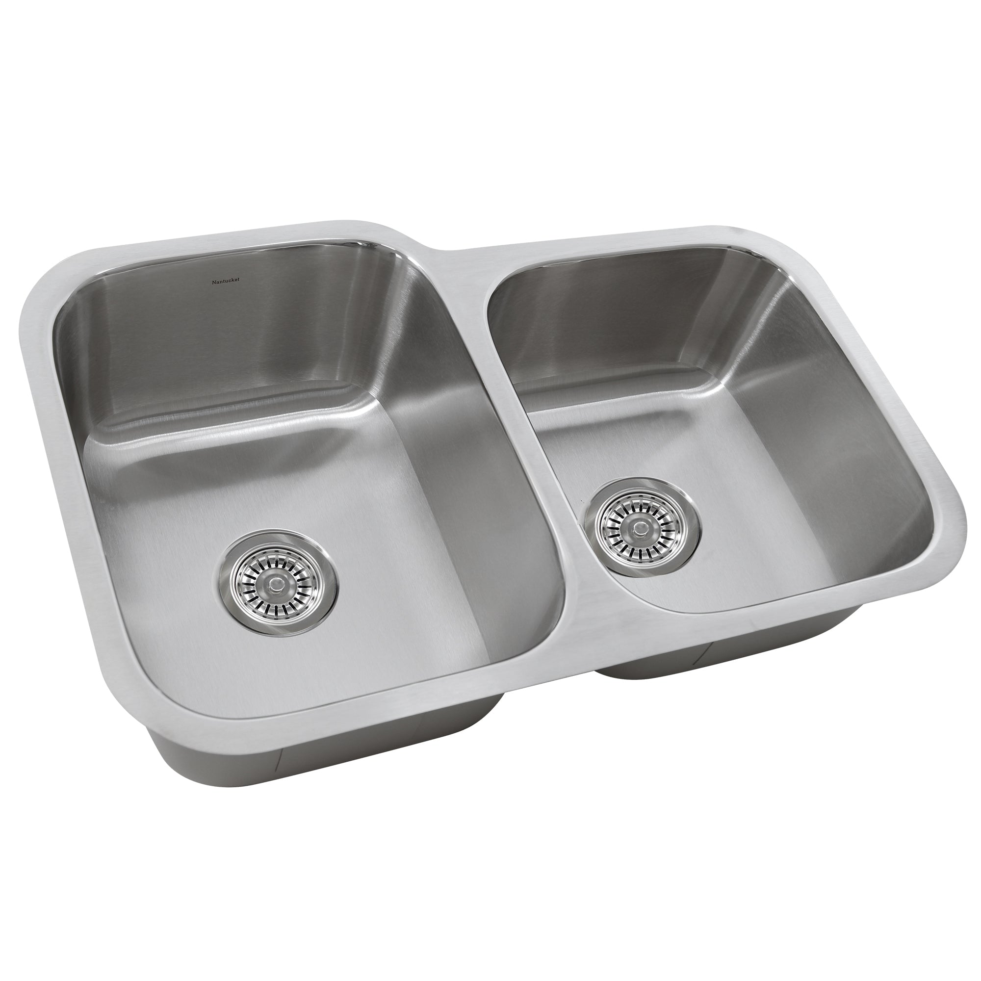 Nantucket Sinks NS6040-18 - 32" 60/40 Double Bowl Undermount Stainless Steel Kitchen Sink, 18 Gauge
