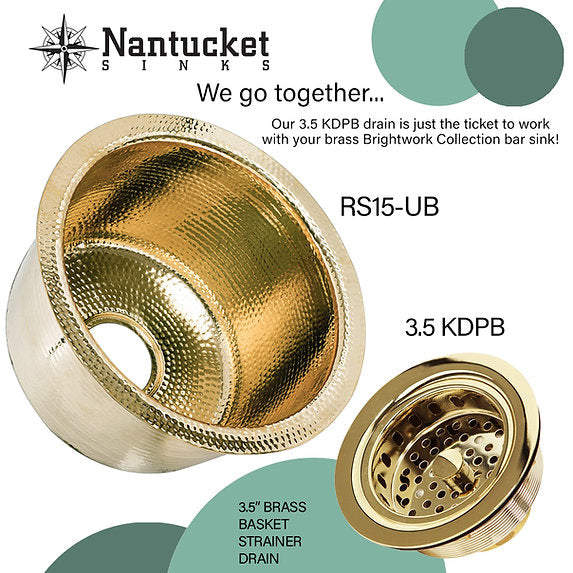 Nantucket Sinks 15"Hand Hammered Round Brass Bar Sink