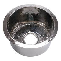 Nantucket Sinks 15"Hand Hammered Round Stainless Steel Bar Sink