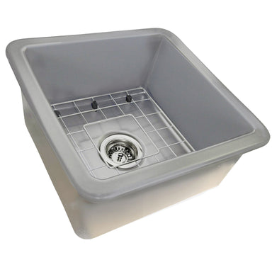Nantucket Sinks 18" Dual-Mount Fireclay Kitchen Sink Prep Sink in Grey