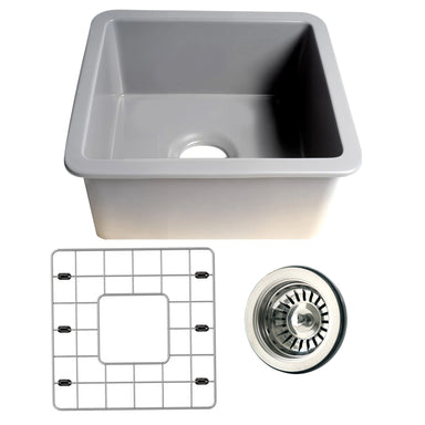 Nantucket Sinks 18" Dual-Mount Fireclay Kitchen Sink Prep Sink in Grey